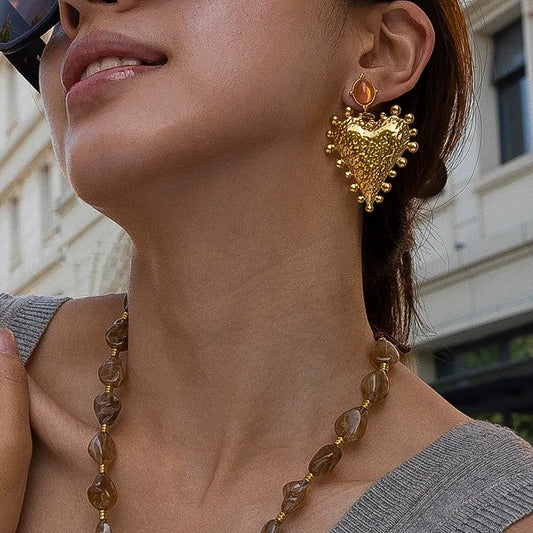 Aretes Grandes Corazón Acero Inoxidable