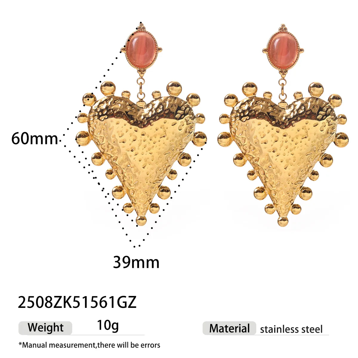 Aretes Grandes Corazón Acero Inoxidable
