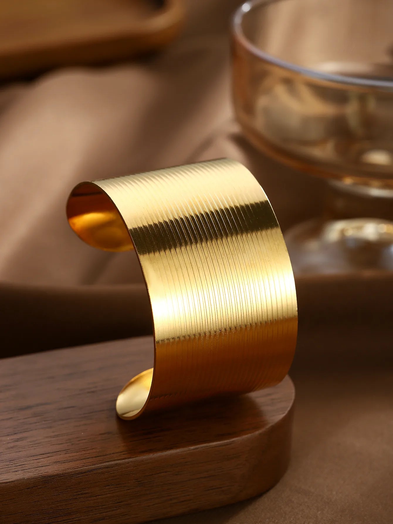 Pulsera Gruesa Rayas Acero Inoxidable