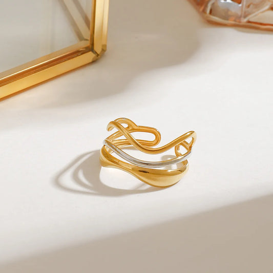 Anillo Triple Bicolor Acero Inoxidable