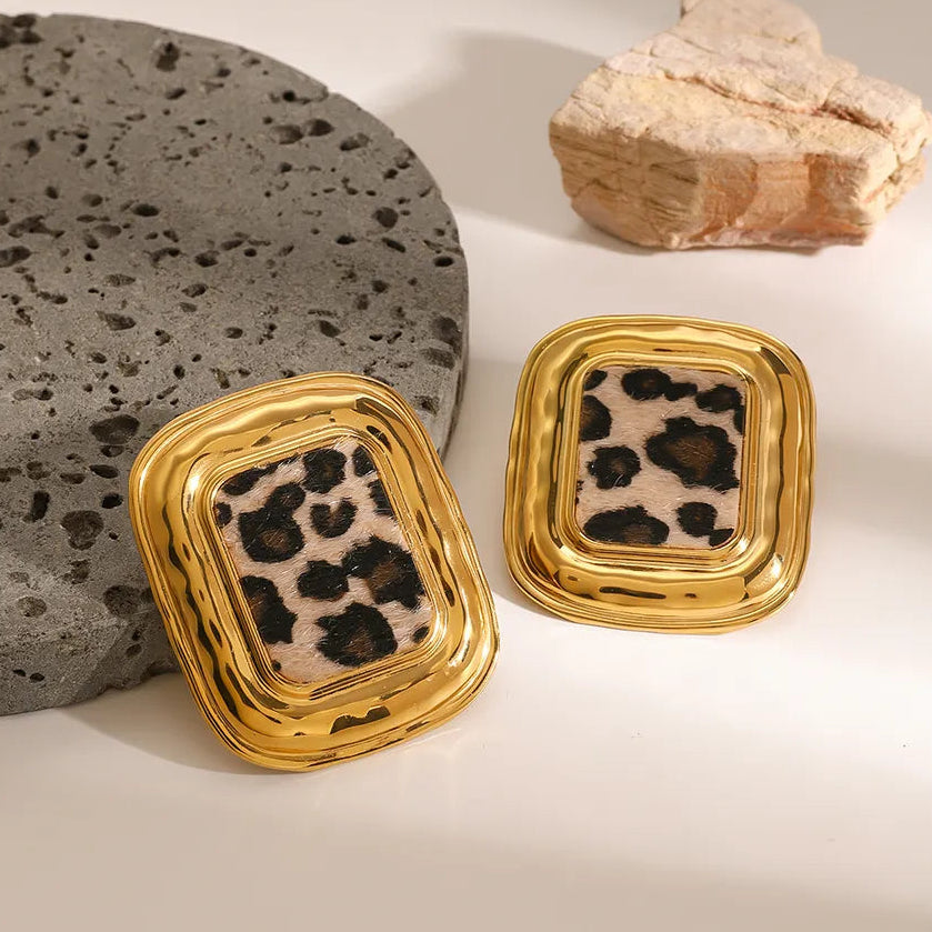 Aretes Leopardo Acero Inoxidable