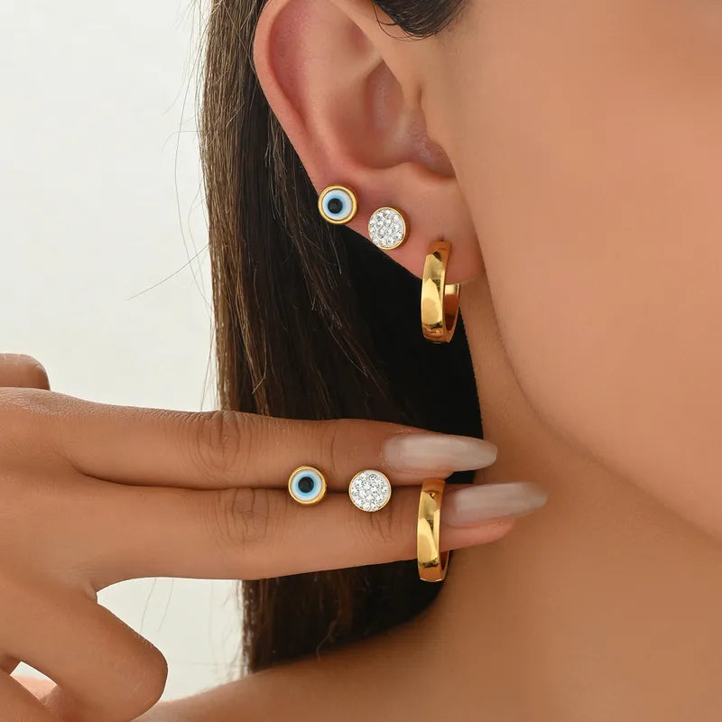 Set Aretes Ojo Acero Inoxidable