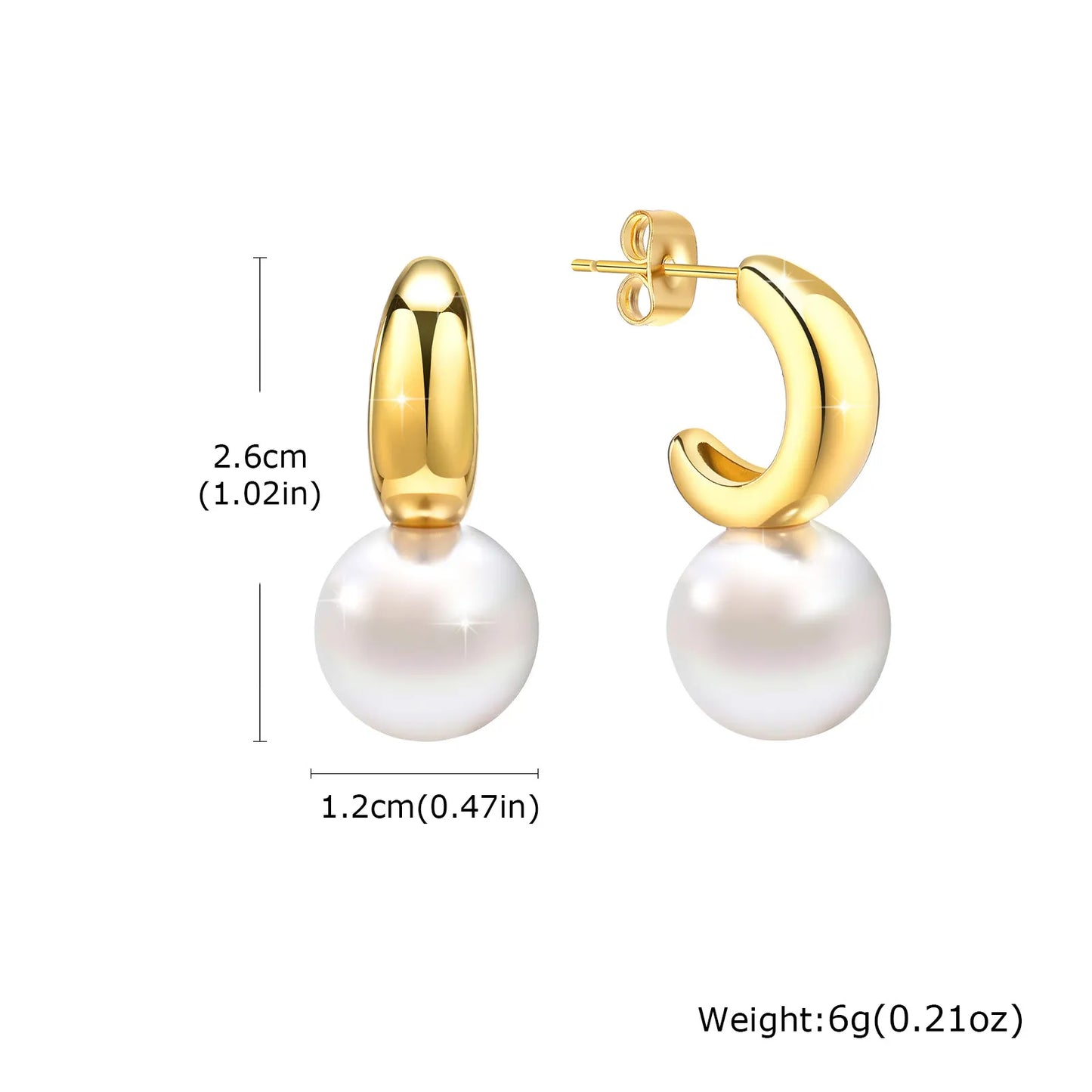 Aretes Perla Acero Inoxidable