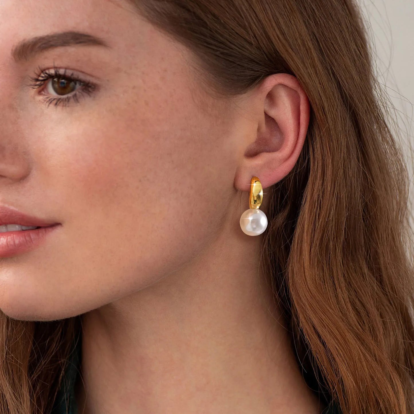 Aretes Perla Acero Inoxidable