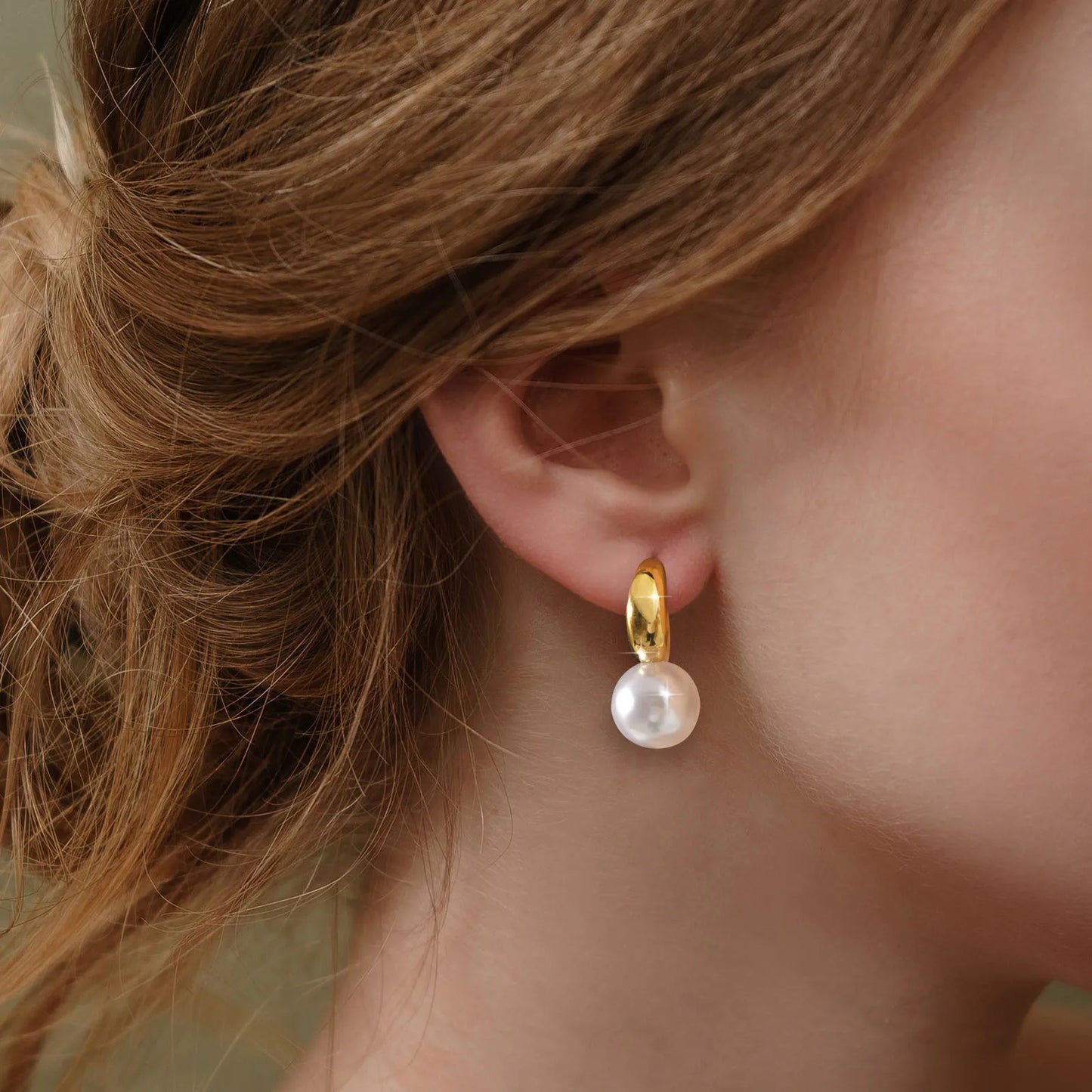 Aretes Perla Acero Inoxidable