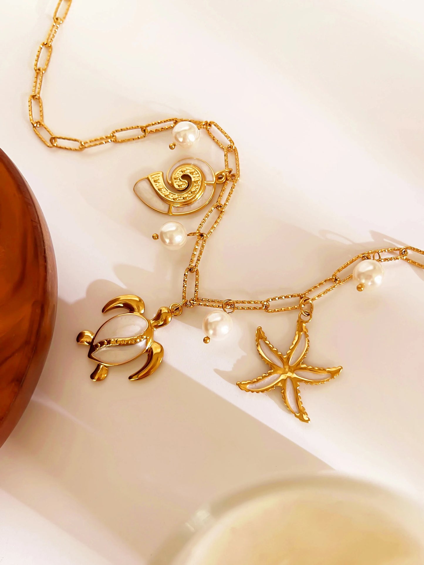Collar Estrella Concha Tortuga Acero Inoxidable