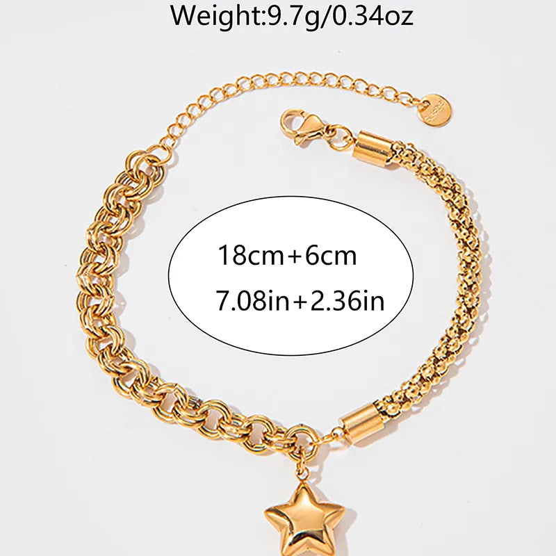 Pulsera Estrella Acero Inoxidable Chapado En Oro