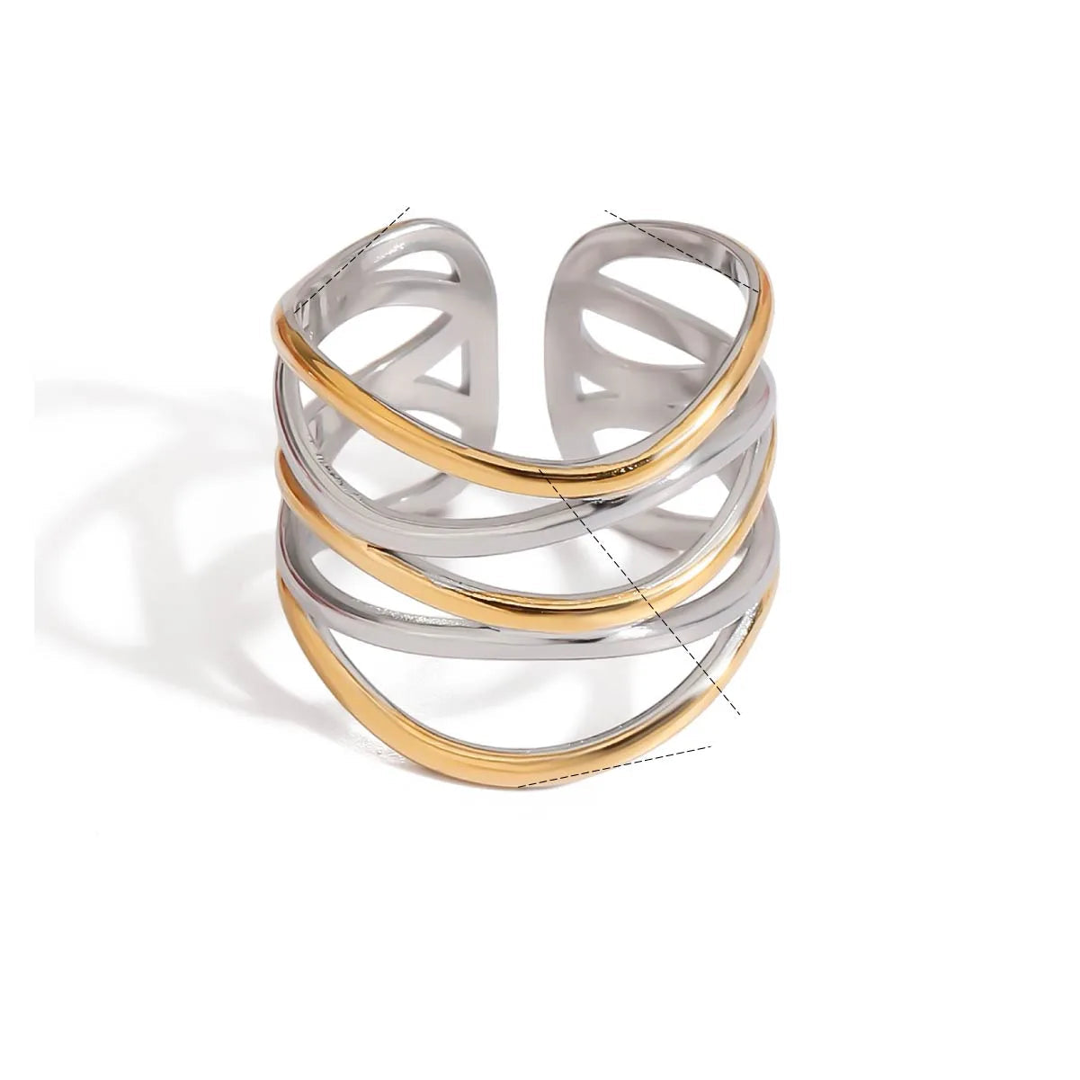 Anillo Bicolor Abierto Acero Inoxidable