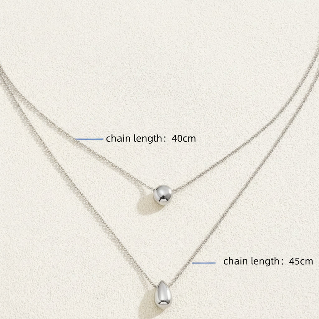 Collar Doble Gotita Agua Acero Inoxidable