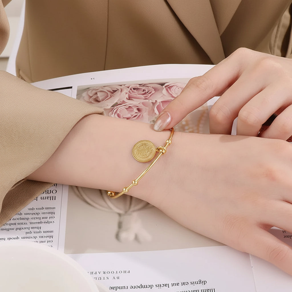 Pulsera Abierta San Benito Acero Inoxidable