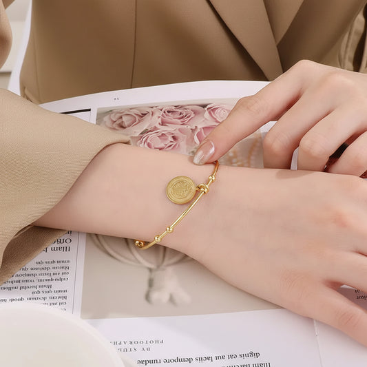 Pulsera Abierta San Benito Acero Inoxidable