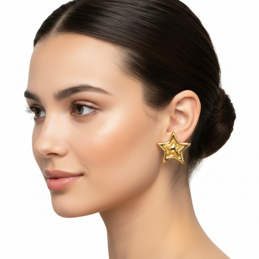 Aretes Estrella Dorado Acero Inoxidable