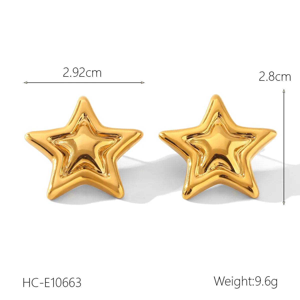 Aretes Estrella Dorado Acero Inoxidable