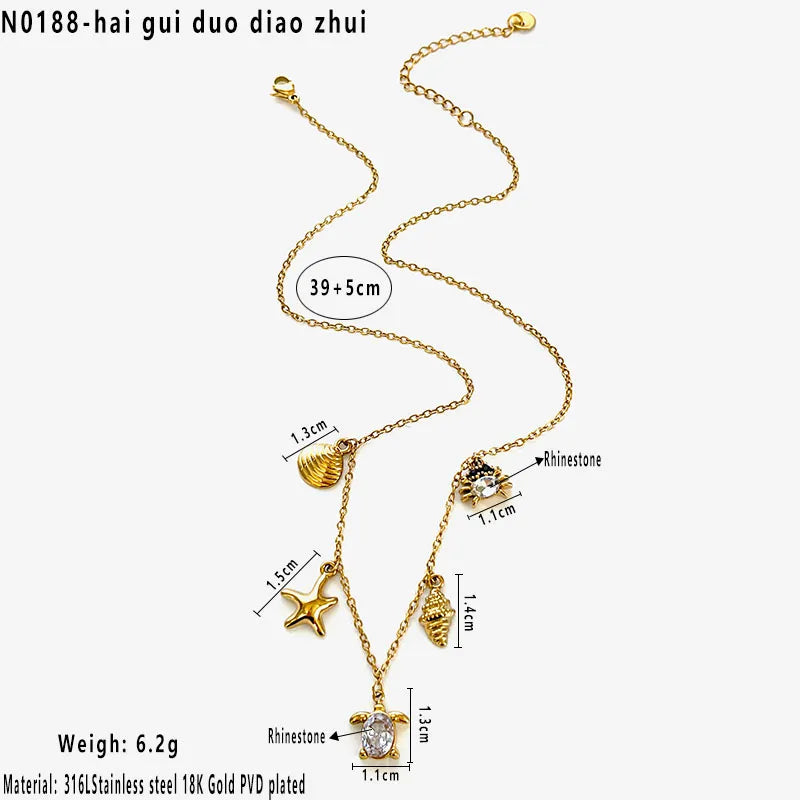 Collar Tortuga Estrella Mar Acero Inoxidable