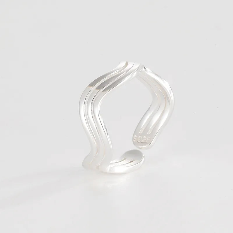 Anillo Ajustable Ondas Plata S925