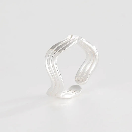 Anillo Ajustable Ondas Plata S925