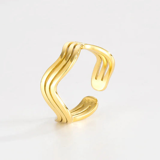Anillo Ajustable Ondas Plata S925