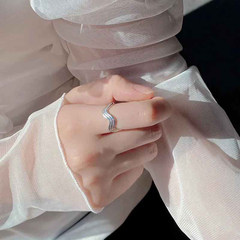 Anillo Ajustable Ondas Plata S925