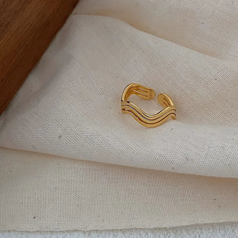 Anillo Ajustable Ondas Plata S925