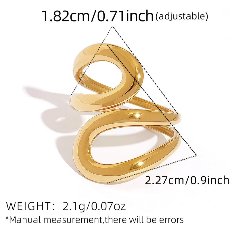Anillo Abierto Dorado Acero Inoxidable