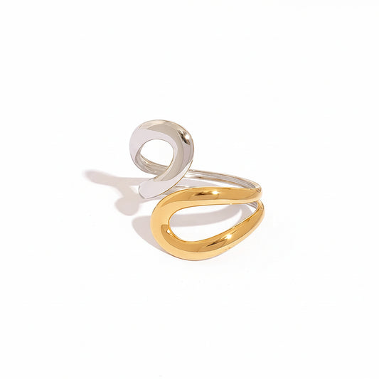 Anillo Abierto Bicolor Acero Inoxidable