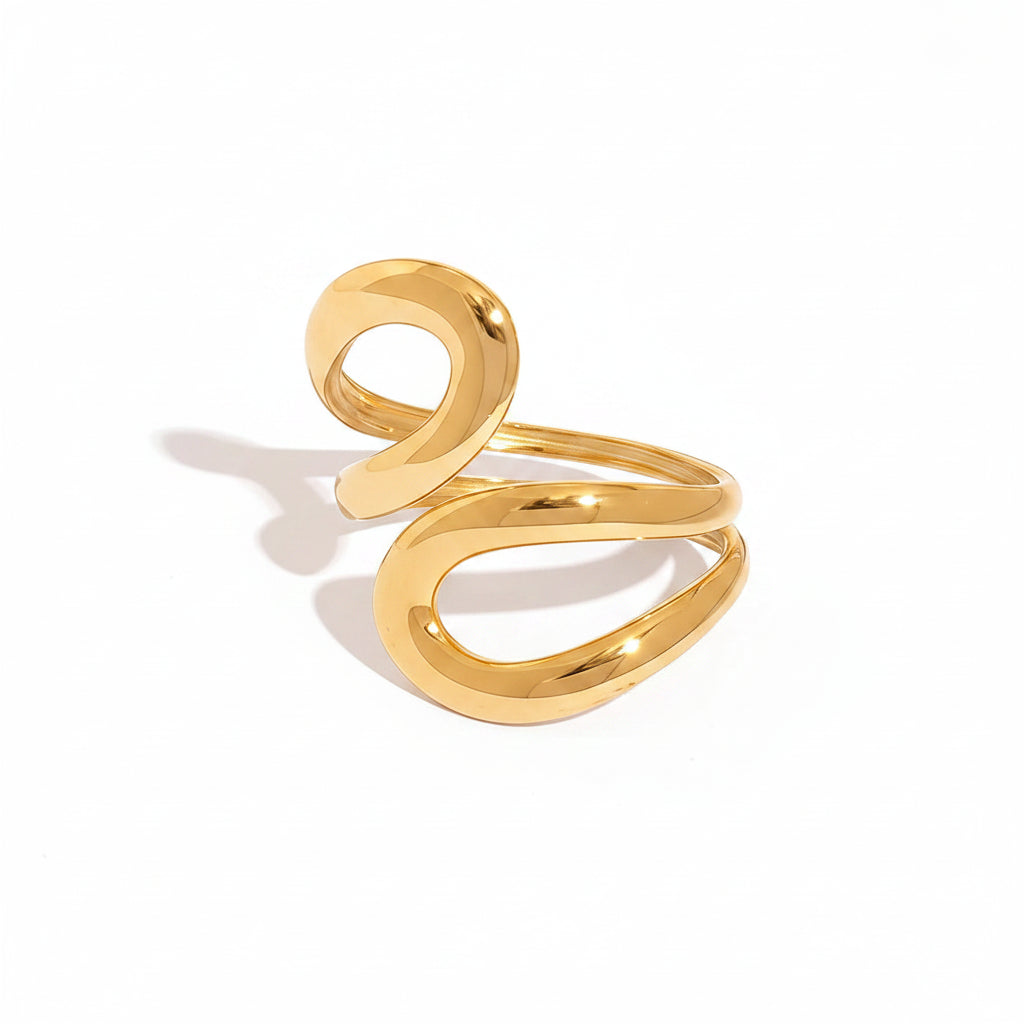 Anillo Abierto Dorado Acero Inoxidable