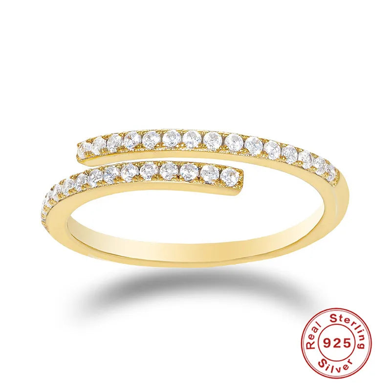 Anillo Abierto Dorado Plata Esterlina S925