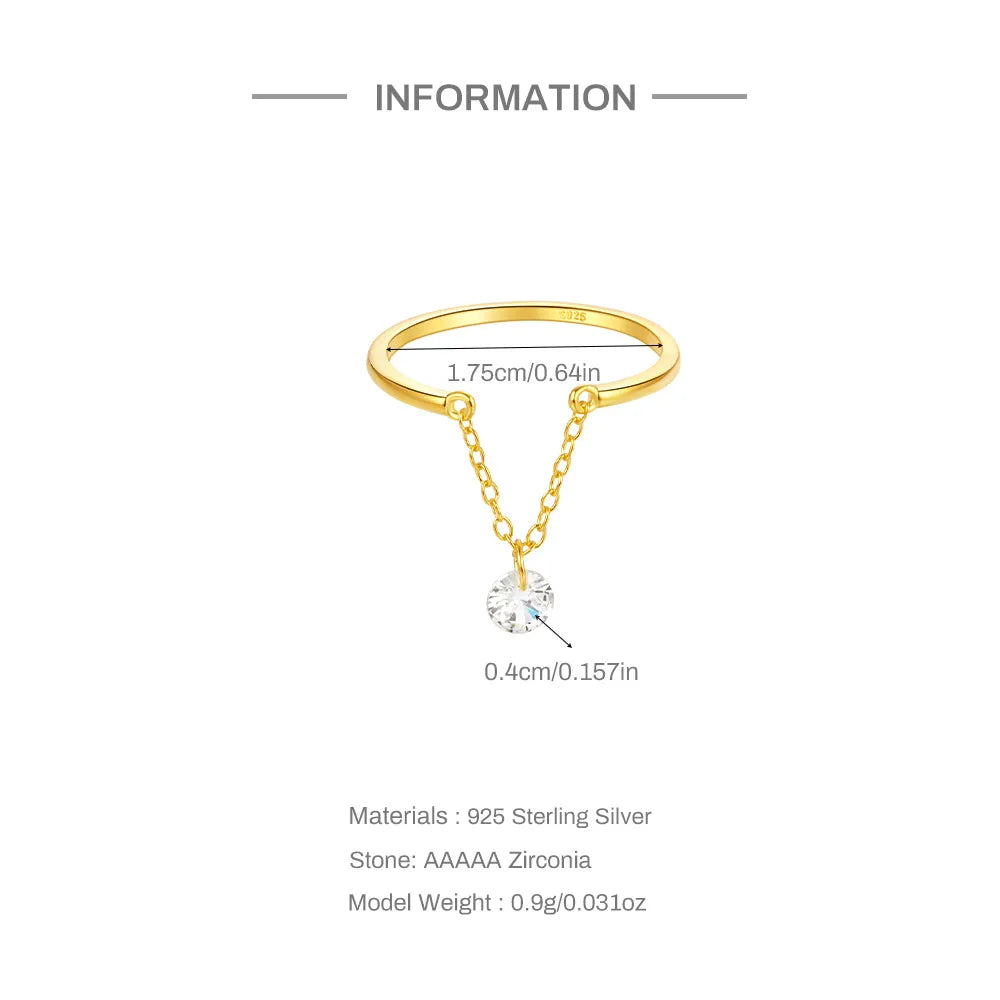 Anillo Cadena Ajustable Plata De Ley S925