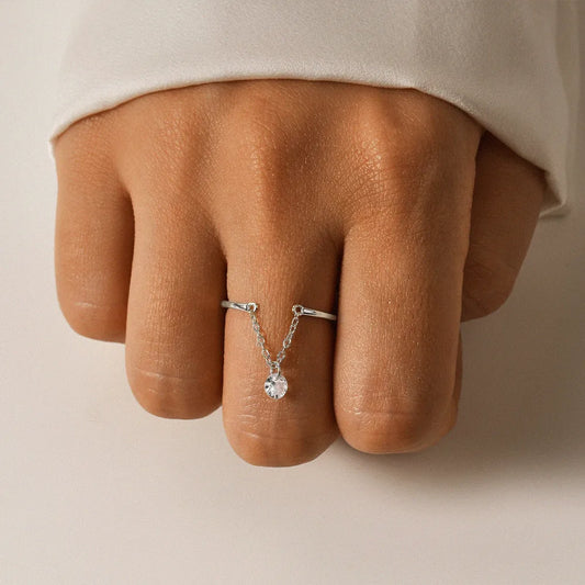 Anillo Cadena Ajustable Plata De Ley S925