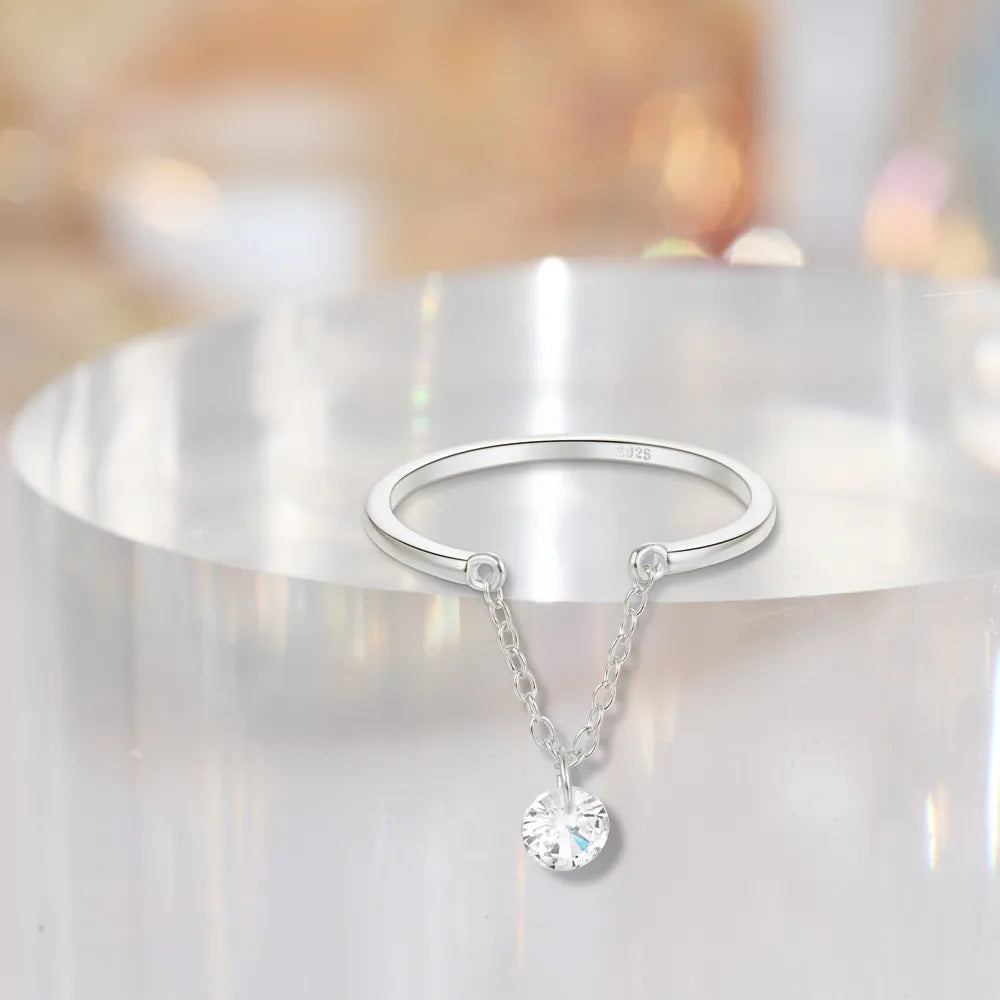Anillo Cadena Ajustable Plata De Ley S925