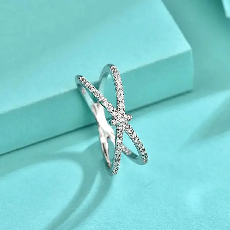 Anillo Cruzado Plata Esterlina