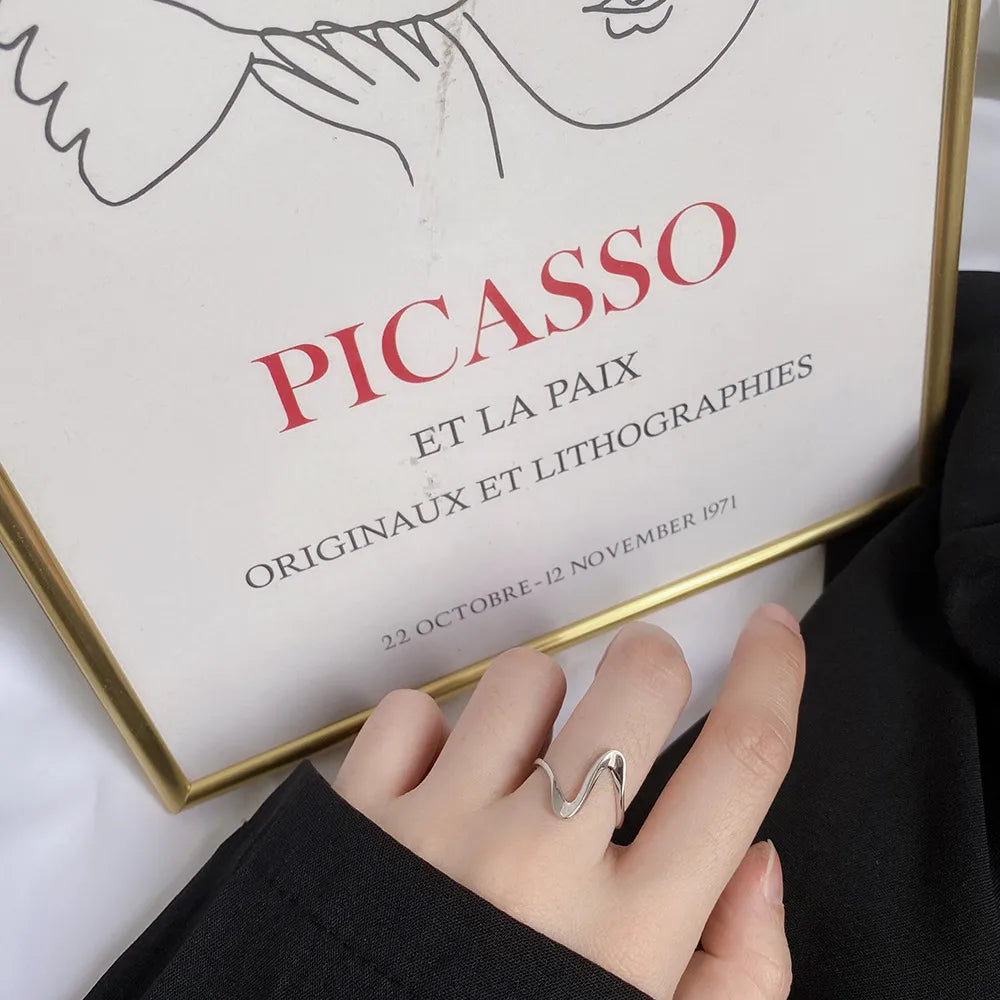 Anillo Ondulado Plata Esterlina S925