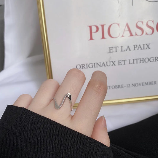 Anillo Ondulado Plata Esterlina S925