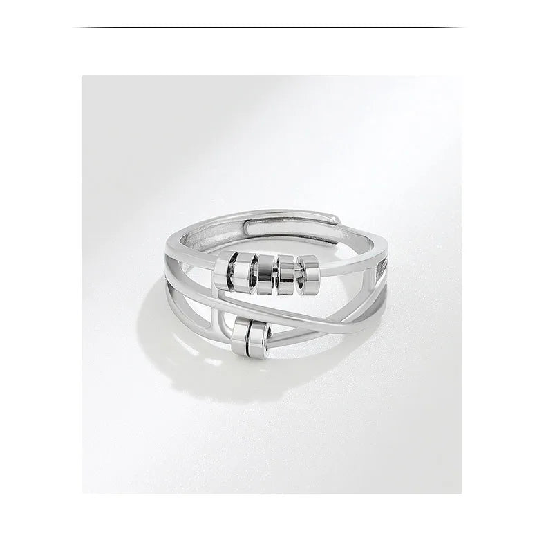 Anillo Giratorio Alivio Del Estrés Plata Esterlina