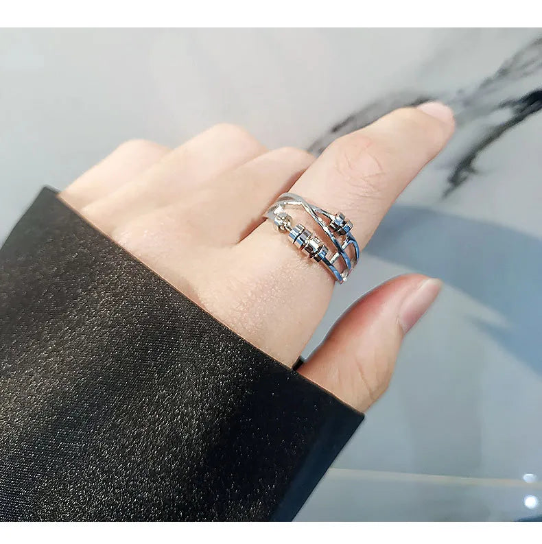 Anillo Giratorio Alivio Del Estrés Plata Esterlina