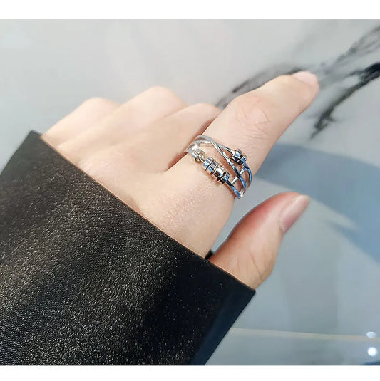 Anillo Giratorio Alivio Del Estrés Plata Esterlina