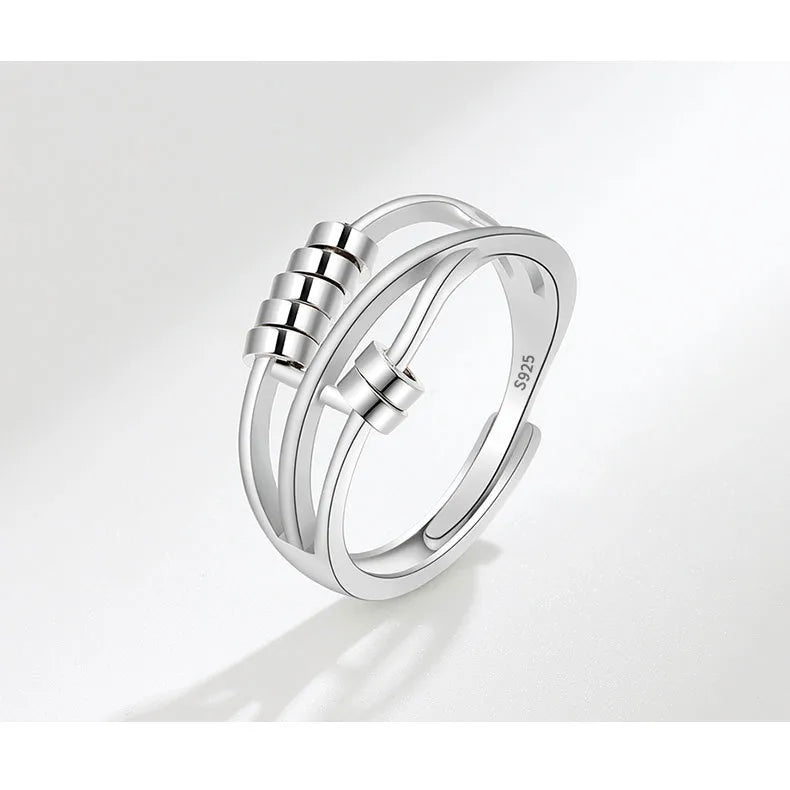 Anillo Giratorio Alivio Del Estrés Plata Esterlina