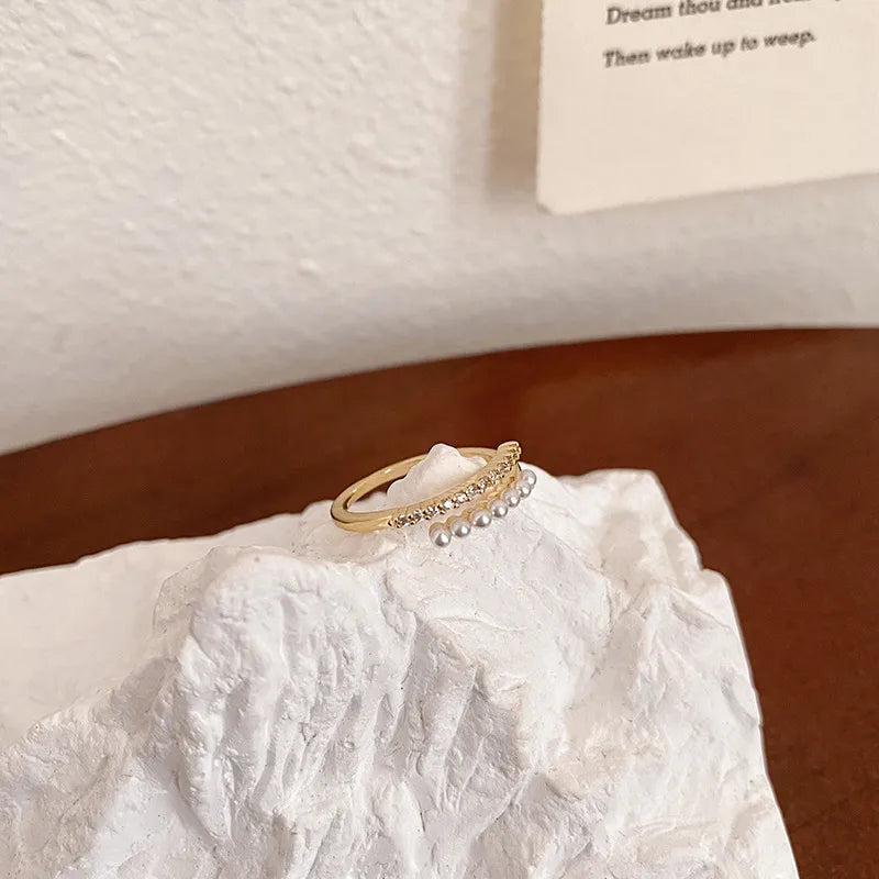 Anillo Elegante Perlas Plata S925