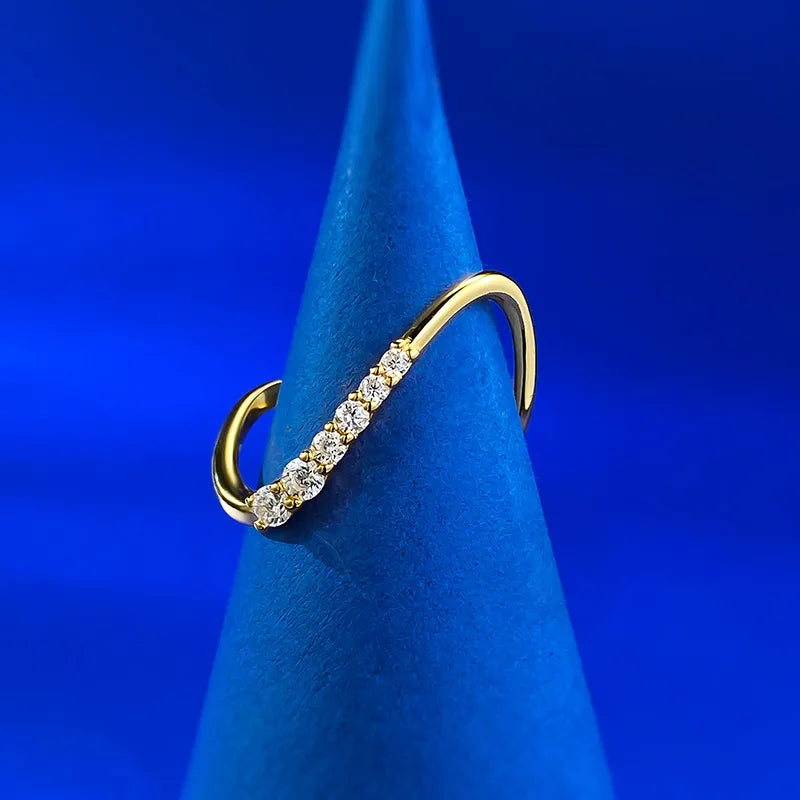 Anillo Ondulado Dorado Plata S925