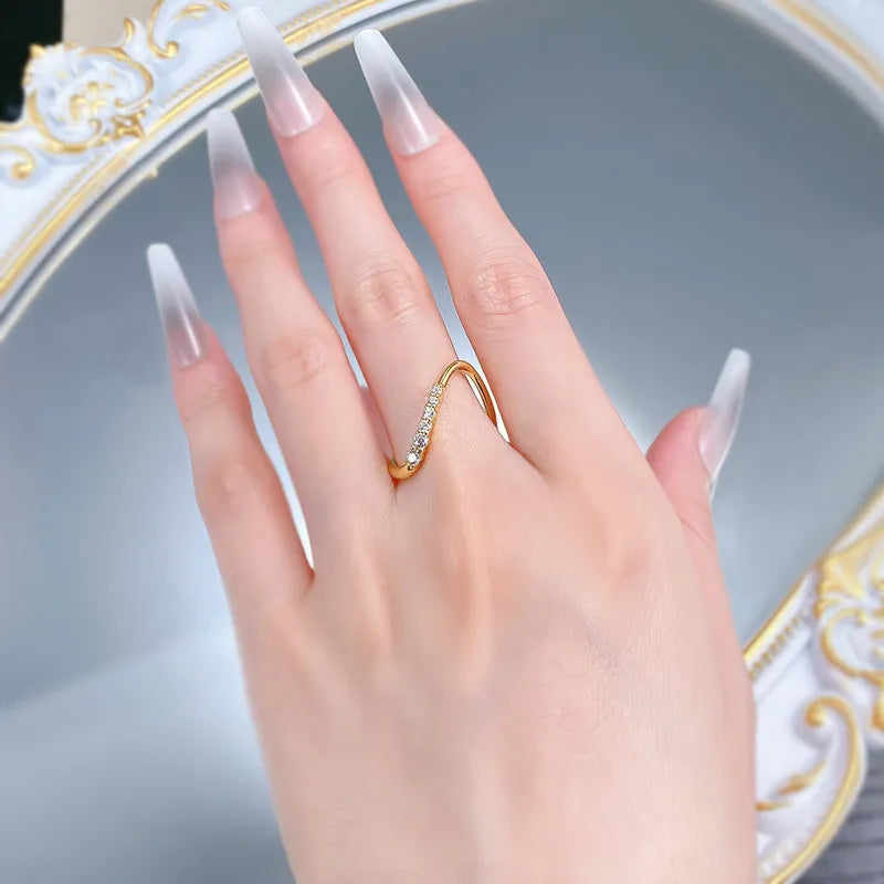Anillo Ondulado Dorado Plata S925