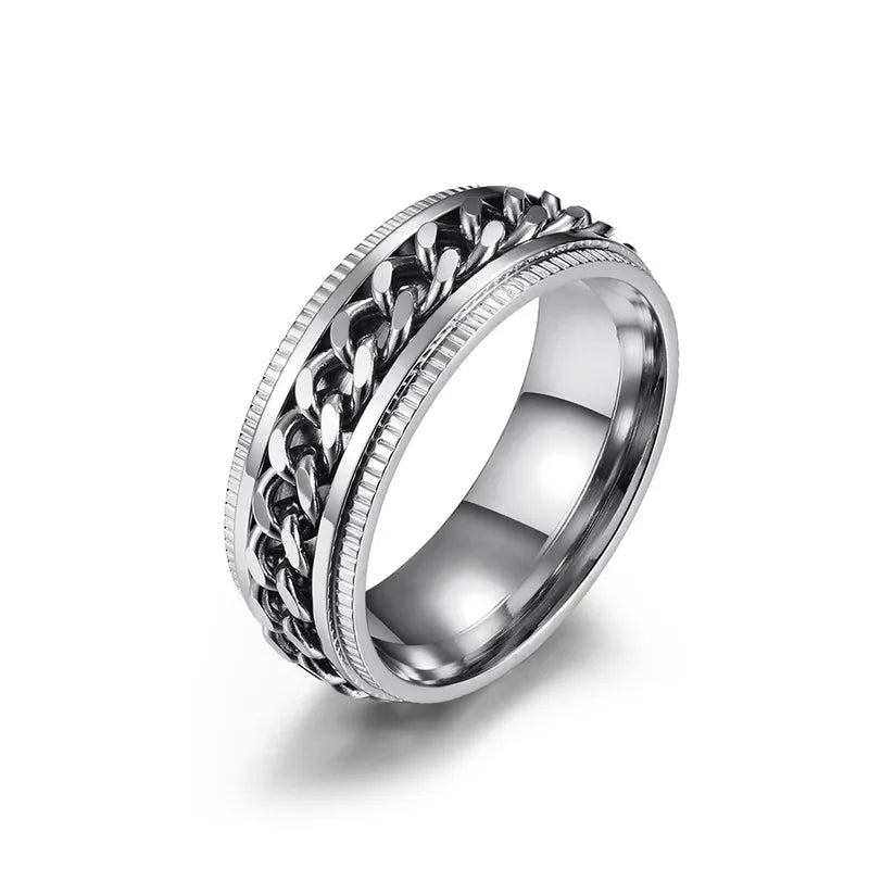 Anillo Cadena Acero Titanio