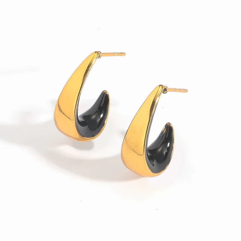 Aretes Dorado Negro Acero Inoxidable