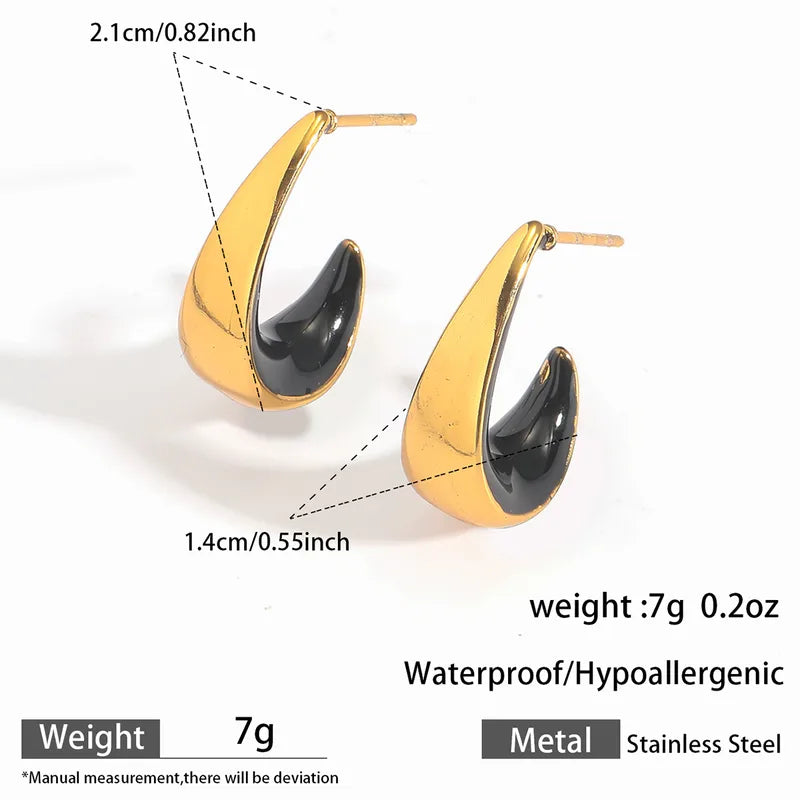 Aretes Dorado Negro Acero Inoxidable