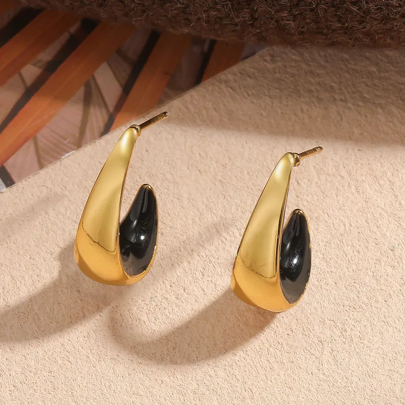 Aretes Dorado Negro Acero Inoxidable