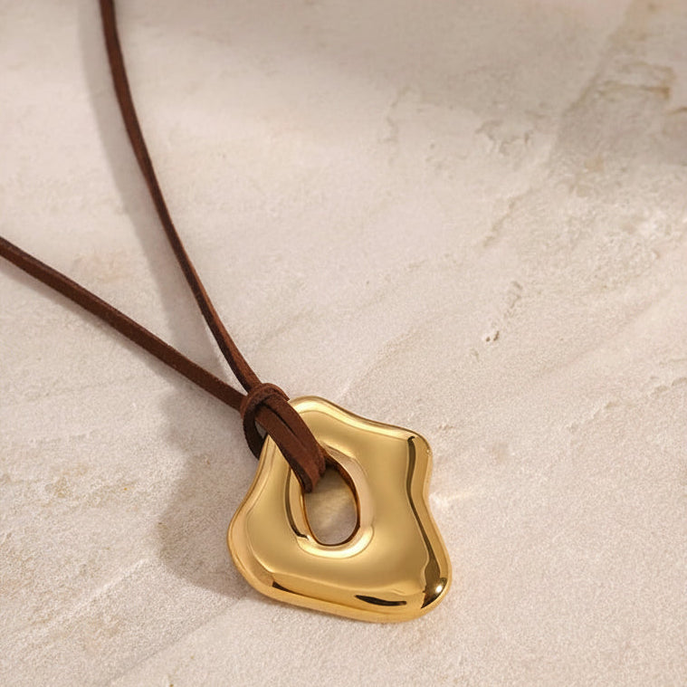 Collar Colgante Dorado Cuerda Acero Inoxidable