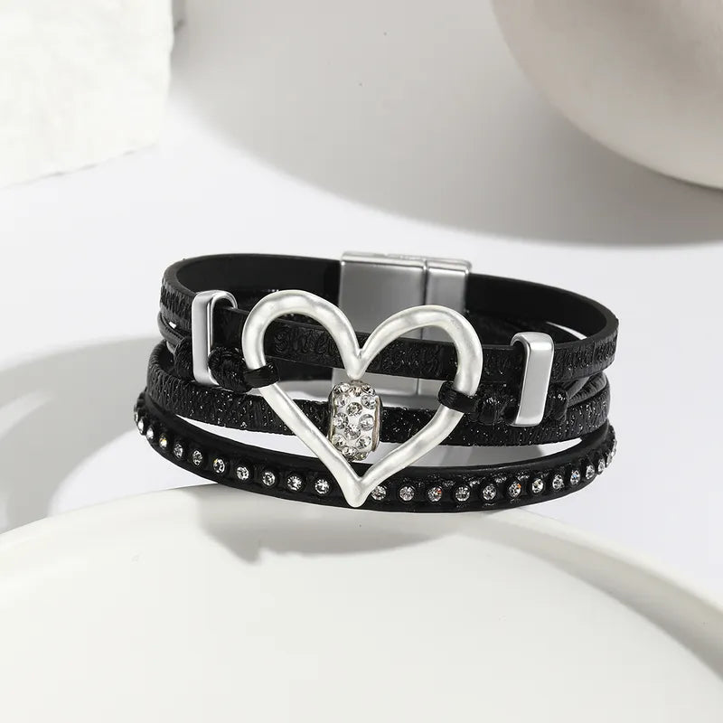 Pulsera Gruesa Corazón Cuero Sintético