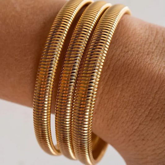 Pulsera Rayas Dorada Acero Inoxidable