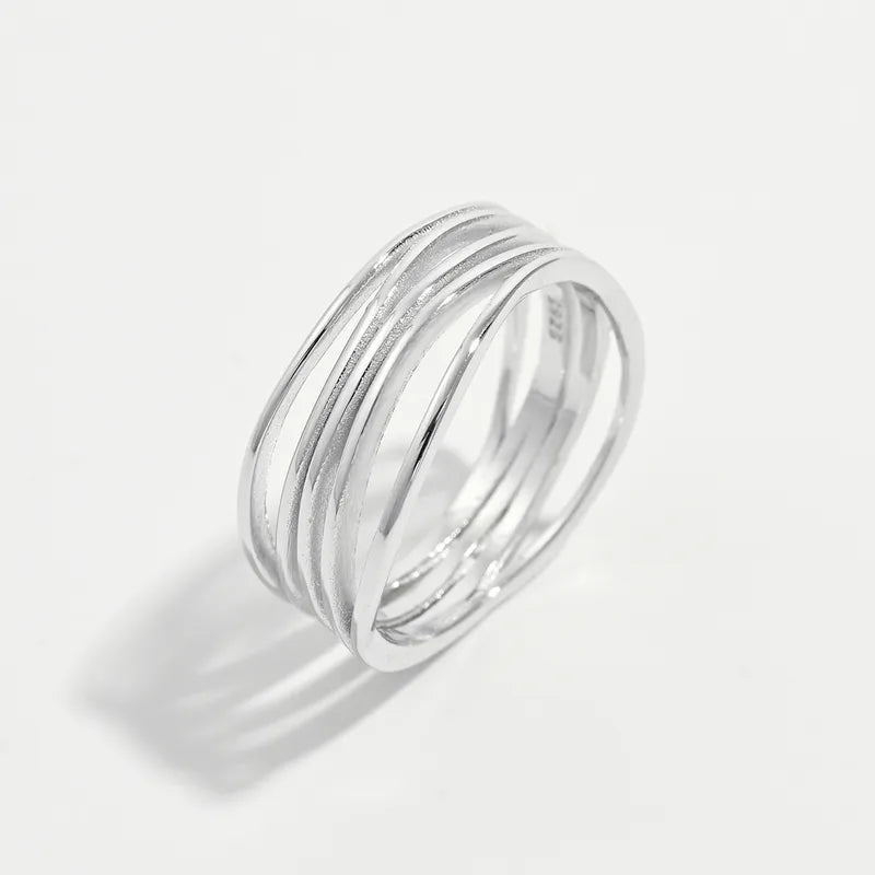 Anillo Líneas Plata De Ley 925