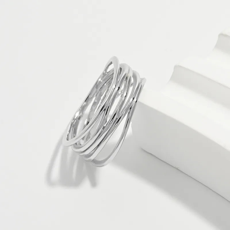 Anillo Líneas Plata De Ley 925