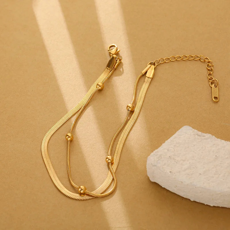 Pulsera Doble Bolitas Acero Inoxidable